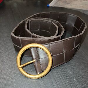 Authentic Bottega Veneta Woven Intrecciato Buckle Belt 80/32